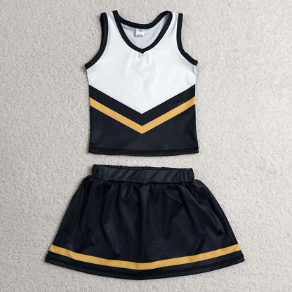 Baby Girls Clothes Black Gold Stripe Vest Top Skirt Shorts Team Yoga Active Clothes Sets GSD4201
