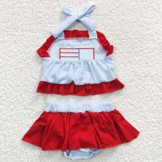 Boutique Baby Girls Swimsuits 4th Of July Flag 2 Pieces Swimsuit S0134