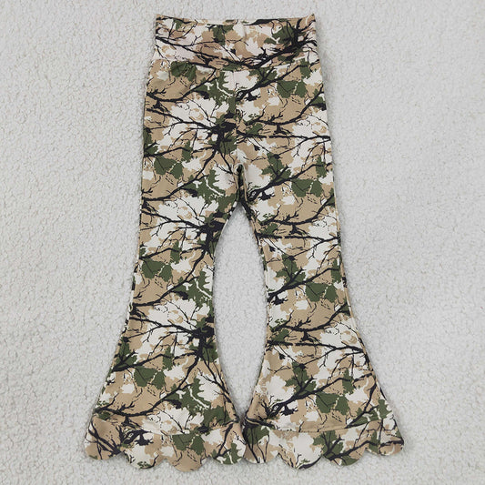 Baby Girls Pants Southern Leaves Camo Flare Scallop Pants Bottom P1035