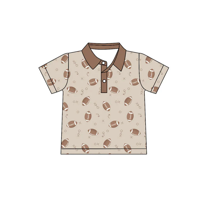 Preorder(moq 5) Baby Boys Short Sleeve Footballs Plaid Button Team Pullovers Top 10.31