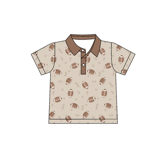 Preorder(moq 5) Baby Boys Short Sleeve Footballs Plaid Button Team Pullovers Top 10.31