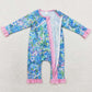 Baby Infant Girls Rompers Blue House Flowers Long Sleeve Rompers LR1339