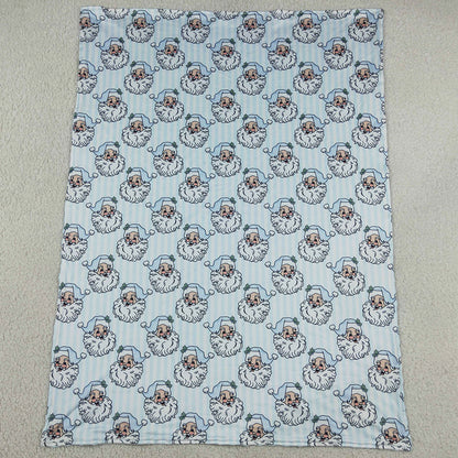 Baby Boys Blankets Blue Stripe Santa Christmas Blankets BL0256