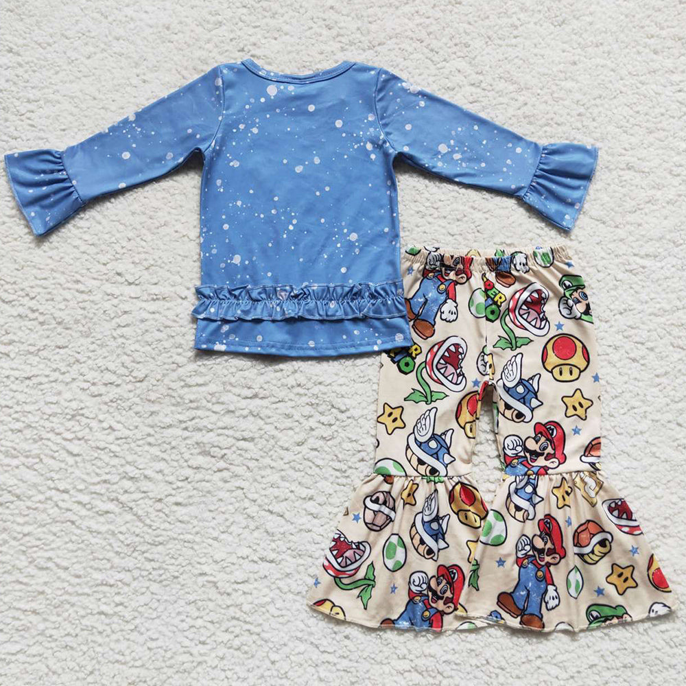 Fashion Baby Girl Clothes Long Sleeve Top Bell Pants Sets GLP0584