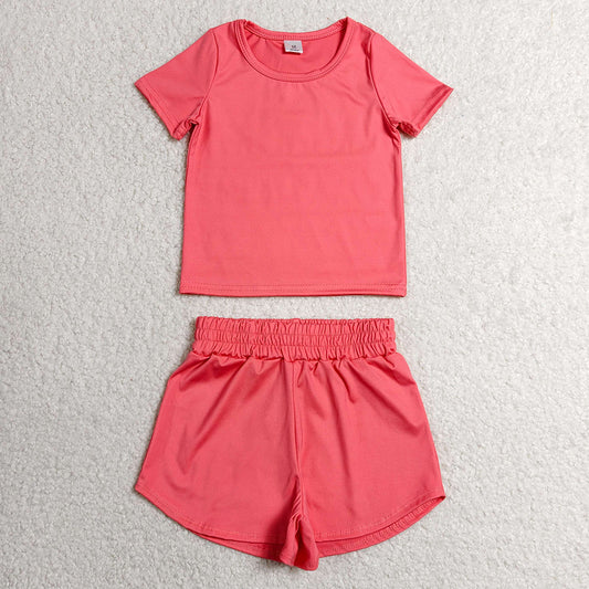 Baby Girls Clothes Watermelon Red Short Sleeve Top Sport Short Yoga Active Clothes Sets GSSO3772