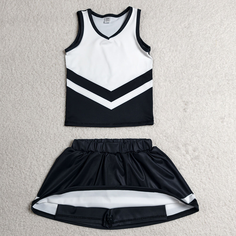Baby Girls Clothes Black Stripe Vest Top Skirt Shorts Team Yoga Active Clothes Sets GSD4194