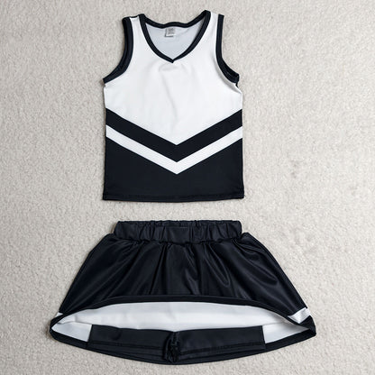 Baby Girls Clothes Black Stripe Vest Top Skirt Shorts Team Yoga Active Clothes Sets GSD4194
