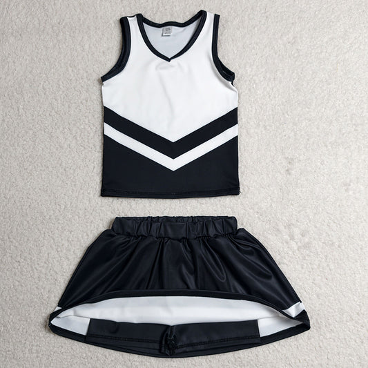 Baby Girls Clothes Black Stripe Vest Top Skirt Shorts Team Yoga Active Clothes Sets GSD4194