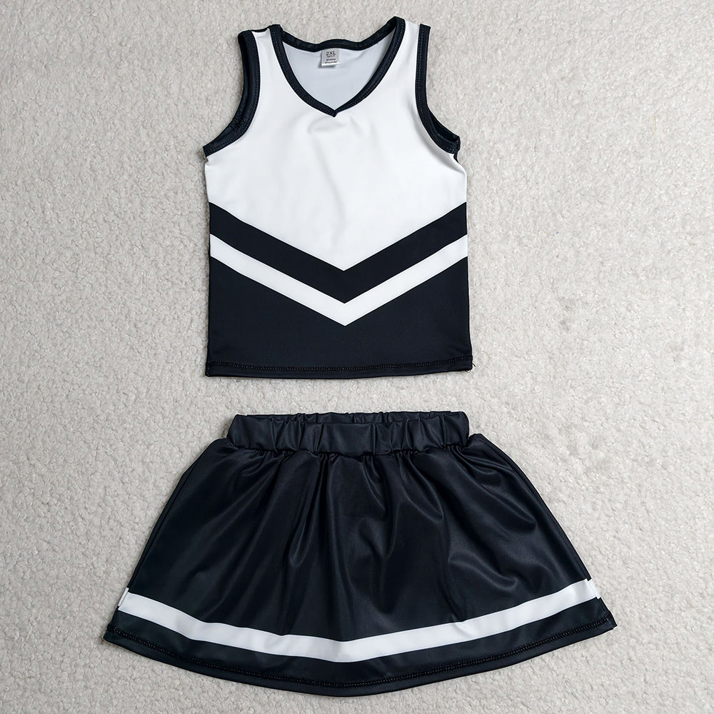 Baby Girls Clothes Black Stripe Vest Top Skirt Shorts Team Yoga Active Clothes Sets GSD4194