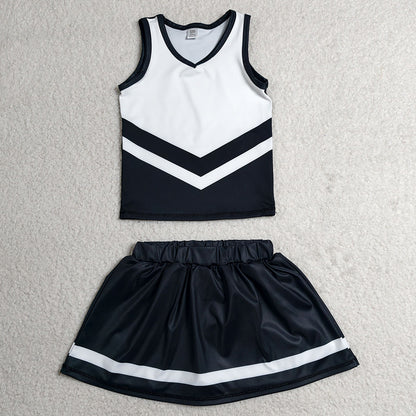 Baby Girls Clothes Black Stripe Vest Top Skirt Shorts Team Yoga Active Clothes Sets GSD4194