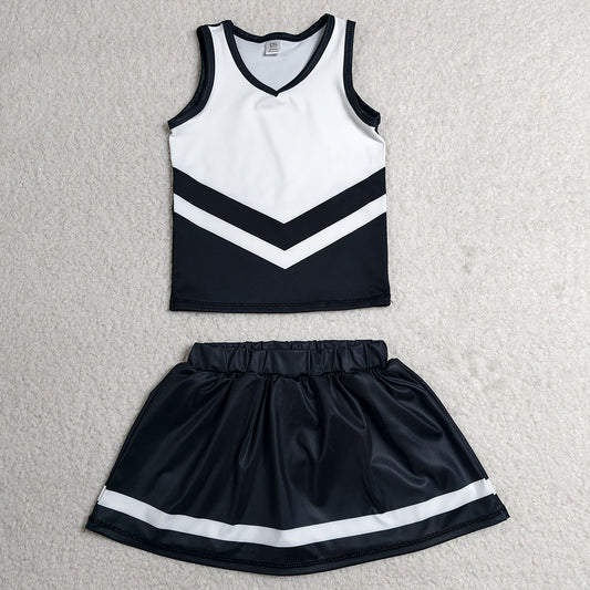 Baby Girls Clothes Black Stripe Vest Top Skirt Shorts Team Yoga Active Clothes Sets GSD4194