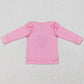 Baby Girls Clothes Tops Christmas Pink Santa Long Sleeve Ruffle Tee Shirts GT0369