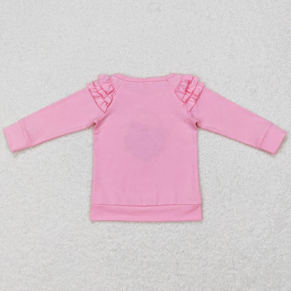 Baby Girls Clothes Tops Christmas Pink Santa Long Sleeve Ruffle Tee Shirts GT0369