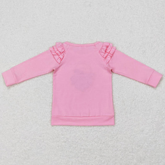 Baby Girls Clothes Tops Christmas Pink Santa Long Sleeve Ruffle Tee Shirts GT0369