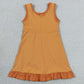 Baby Girls Dress Sleeveless Orange Yoga Active Short Ruffle Knee Length Dress GSD4127