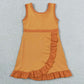 Baby Girls Dress Sleeveless Orange Yoga Active Short Ruffle Knee Length Dress GSD4127