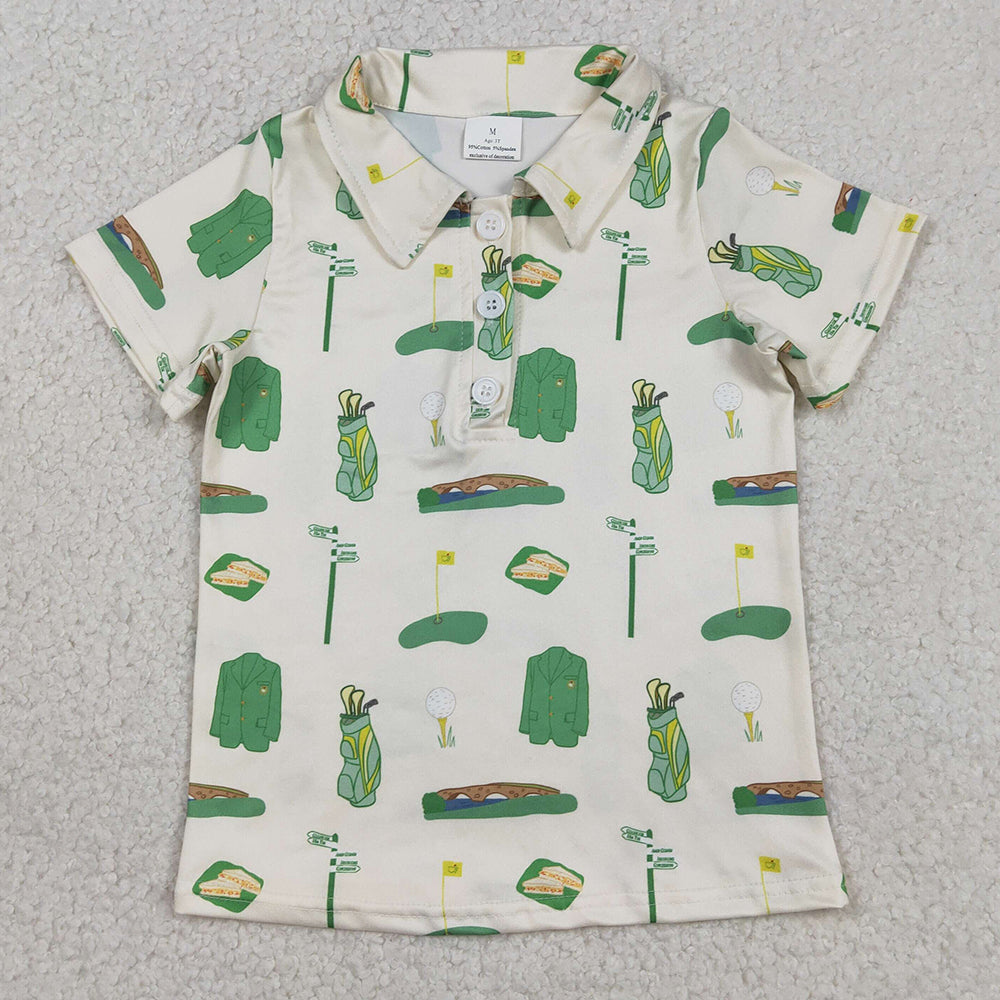 Baby Boys T-shirts Green Golf Balls Flags Team Button Polo Shirts Top BT1583 1.2