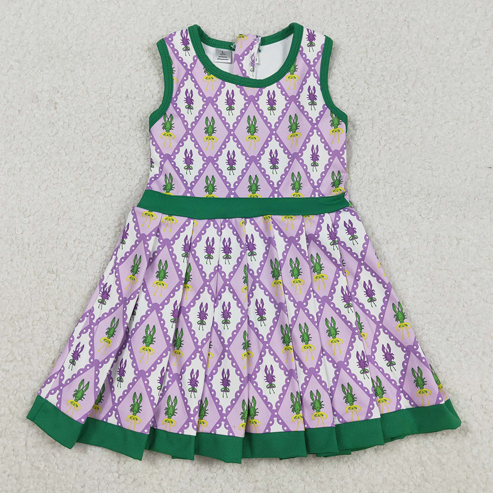 Baby Girls Dress Mardigras Crayfishes Checked Back Zip Shorts Yoga Active Knee Length Dresses GSD2868 12.10
