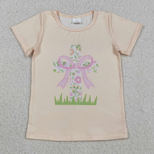Baby Girls T-shirts Short Sleeve Flowers Cross Easter T-shirts Top GT1397 12.10