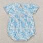 Baby Infant Girls Rompers Blue Flowers Bows Embroidery Rompers SR2784