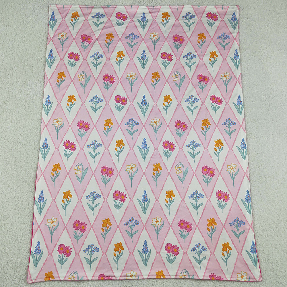 Baby Kids Blankets Colorful Flowers Checked Blankets BL0233
