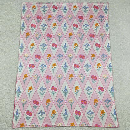 Baby Kids Blankets Colorful Flowers Checked Blankets BL0233