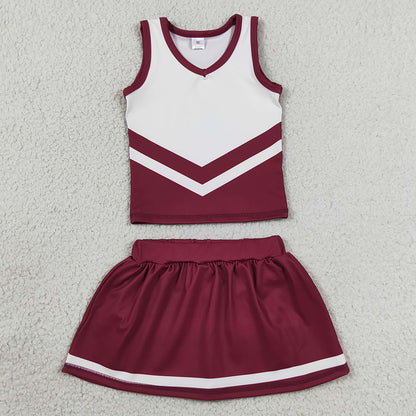 Baby Girls Clothes Maroon Gold Stripe Vest Top Skirt Shorts Team Yoga Active Clothes Sets GSD4195