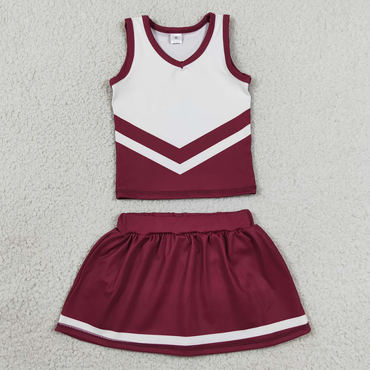 Baby Girls Clothes Maroon Gold Stripe Vest Top Skirt Shorts Team Yoga Active Clothes Sets GSD4195