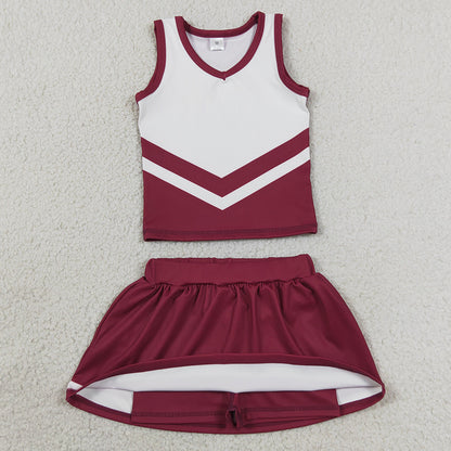 Baby Girls Clothes Maroon Gold Stripe Vest Top Skirt Shorts Team Yoga Active Clothes Sets GSD4195