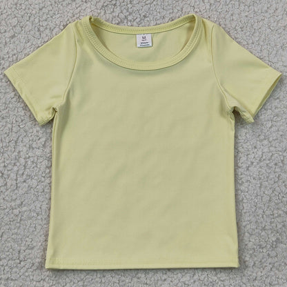 Baby Girls Clothes Light Yellow Short Sleeve Top Sport Short Yoga Active Clothes Sets GSSO3763