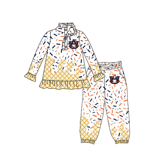 preorder(moq 5) Baby girls AU Team long Sleeve Tee Shirt pants Clothes Sets 6.12