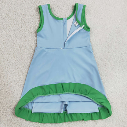Baby Girls Dress Sleeveless Green Blue Yoga Active Short Knee Length Dress GSD4136