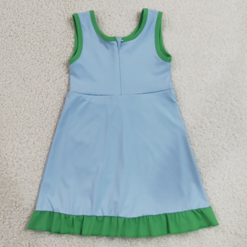 Baby Girls Dress Sleeveless Green Blue Yoga Active Short Knee Length Dress GSD4136