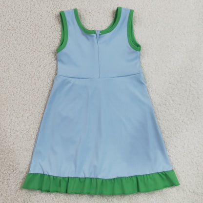 Baby Girls Dress Sleeveless Green Blue Yoga Active Short Knee Length Dress GSD4136