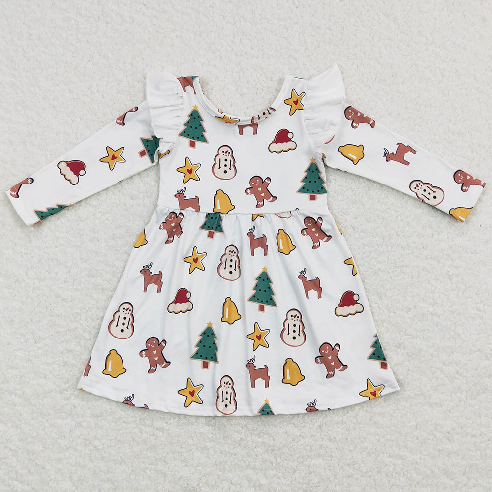 Baby Girls Dress Christmas Gingerbread Long Sleeve Dresses GLD0442