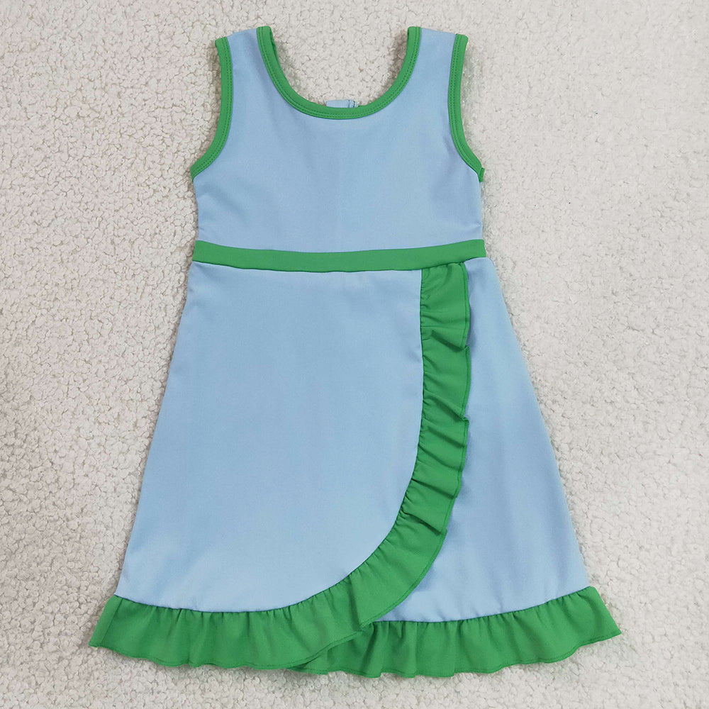 Baby Girls Dress Sleeveless Green Blue Yoga Active Short Knee Length Dress GSD4136