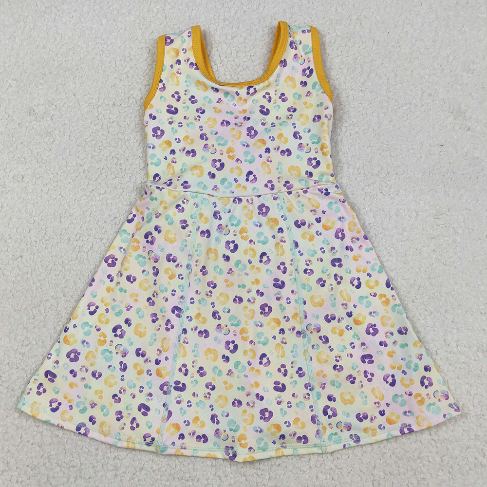Baby Girls Dress Sleeveless Mardigras Leopard Shorts Yoga Active Knee Length Dresses GSD2870 12.10