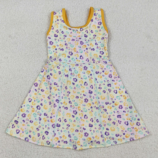 Baby Girls Dress Sleeveless Mardigras Leopard Shorts Yoga Active Knee Length Dresses GSD2870 12.10