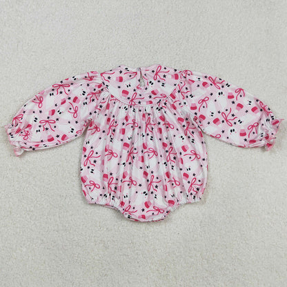 Baby Girls Smocked Rompers Halloween Pink Bows Ghosts Candy Ruffle Rompers LR2216 9.1