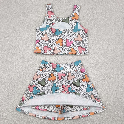 Baby Girls Sports Yoga Clothes Cartoon Balloons Top Skorts Yoga Sets GSD2331 4.10
