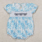 Baby Infant Girls Rompers Blue Flowers Bows Embroidery Rompers SR2784