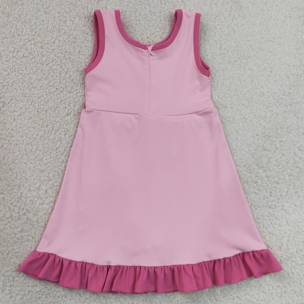 Baby Girls Dress Sleeveless Pink Yoga Active Short Ruffle Knee Length Dress GSD4152