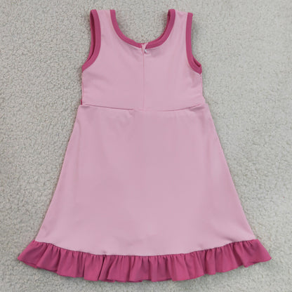 Baby Girls Dress Sleeveless Pink Yoga Active Short Ruffle Knee Length Dress GSD4152