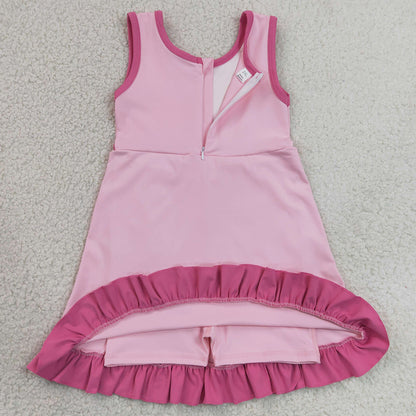 Baby Girls Dress Sleeveless Pink Yoga Active Short Ruffle Knee Length Dress GSD4152