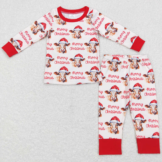 Christmas Cow Baby Boys Pajamas Sibling Girls Nightwear Set GLP0866 BLP0388