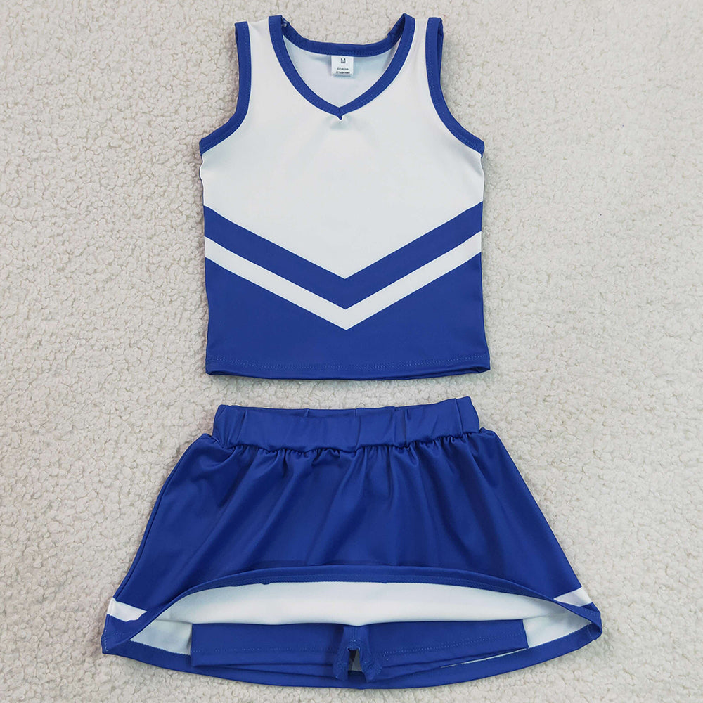 Baby Girls Clothes Hot Blue Stripe Vest Top Skirt Shorts Team Yoga Active Clothes Sets GSD4190