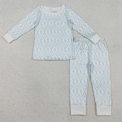 Baby Girls Clothes Pink Rabbits Eggs Checked Top Pants Easter Pajamas Sets GLP3067 12.3