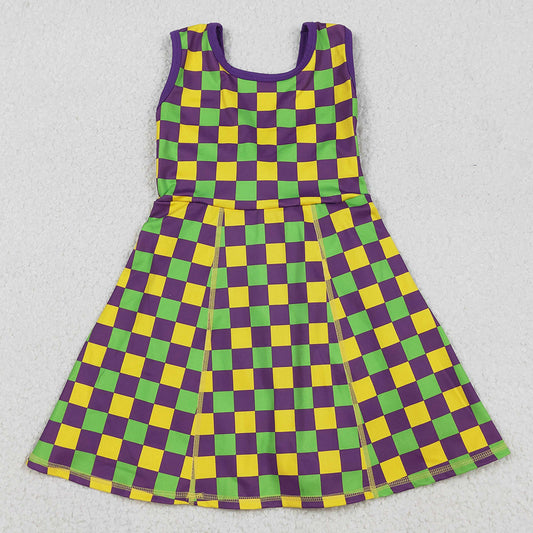 Baby Girls Dress Mardigras Checked Yoga Active Shorts Knee Length Dresses GSD2946 12.10