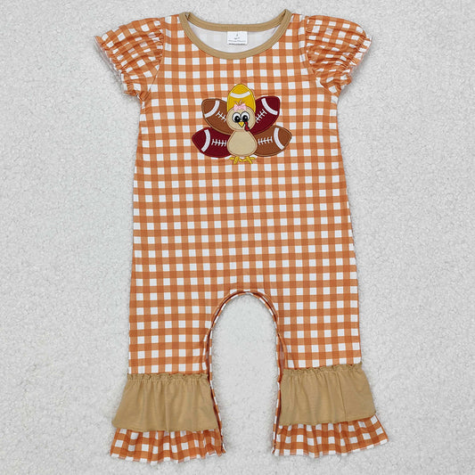 Baby Infant Girls Rompers Turkey Thanksgiving Checkered Short Sleeve Rompers SR1886