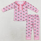 Baby Girls Pajamas Christmas Pink Santa Ruffles Top Pants Bamboo Pajamas Sets GLP1269